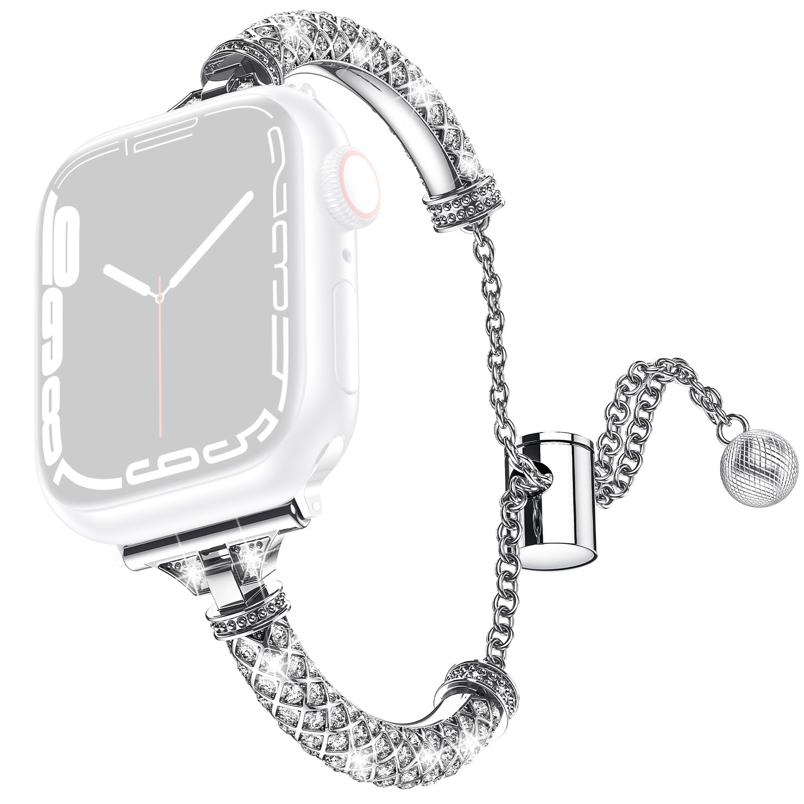 Watch Band For Apple Watch Series 9 8 7 41mm 6 5 4 SE SE(2022) SE (2023) 40mm 3 2 1 38mm Rhinestone Decor Bracelet Metal Strap Watch Band For Apple Watch Series 9 8 7 41mm 6 5 4 SE SE(2022) SE (2023) 40mm 3 2 1 38mm Rhinestone Decor Bracelet Metal Strap